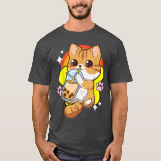 Boba Tea Bubble Tea Cat Anime Kawaii Neko Lover Ja T-Shirt