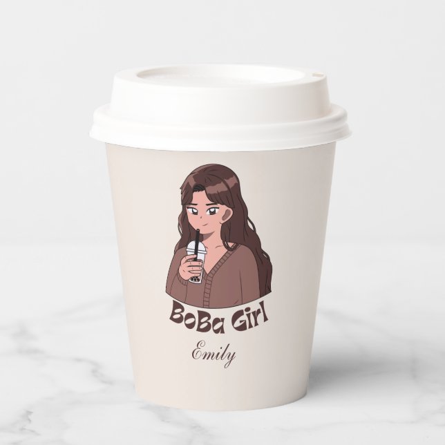 boba tea bubble tea paper cups (Front)