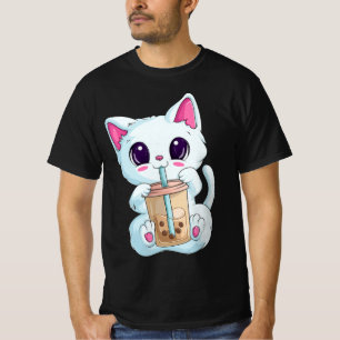 Boba Tea Cat Anime For Women Kawaii Bubble Tea Ne T-Shirt