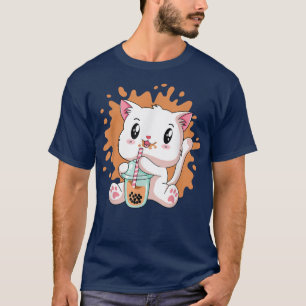 Boba Tea Cat Anime Shirts Teen Girl Kawaii Bubble