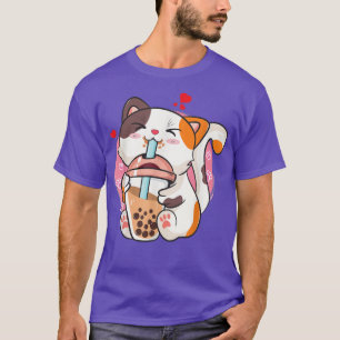Boba Tea Cat Anime Shirts Teen Girl Kawaii Bubble