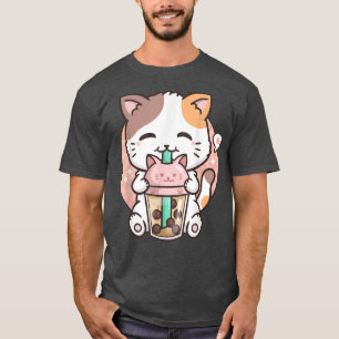 Boba Tea Cat Bubble Tea Cat Milk Tea Kawaii Anime  T-Shirt