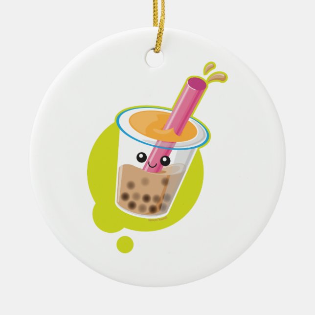 Boba Tea Ceramic Ornament (Front)