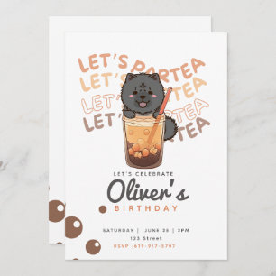 Boba Tea Chow Chow Dog Birthday Invitation