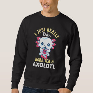 Boba Tea Cute Bubble Tea Axolotl Salamander Teen Sweatshirt