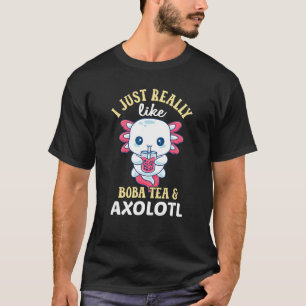 Boba Tea Cute Bubble Tea Axolotl Salamander Teen T-Shirt