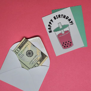 Boba Tea Gift Card / Cash Holder "Happy Birthday!"