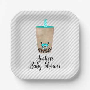 Boba Tea Inspired Customisable Baby Shower Paper Plate