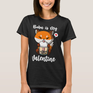 Boba Tea is My Valentine Fox Anti Valentines Day T-Shirt