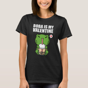 Boba Tea is My Valentine Frog Anti Valentines Day T-Shirt