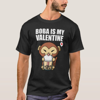 Boba Tea is My Valentine Monkey Anti Valentines Da T-Shirt