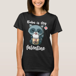 Boba Tea is My Valentine Raccoon Anti Valentines D T-Shirt