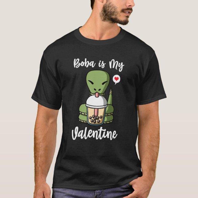 Boba Tea is My Valentine Snake Anti Valentines Day T-Shirt (Front)
