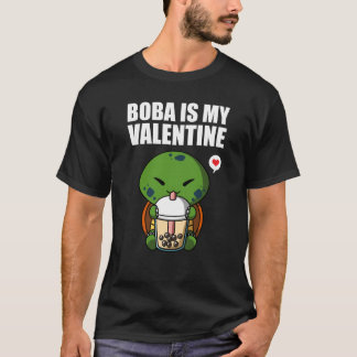 Boba Tea is My Valentine Turtle Anti Valentines Da T-Shirt