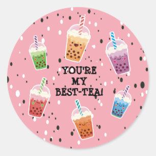 Boba Tea Party Birthday Party Classic Round Sticker