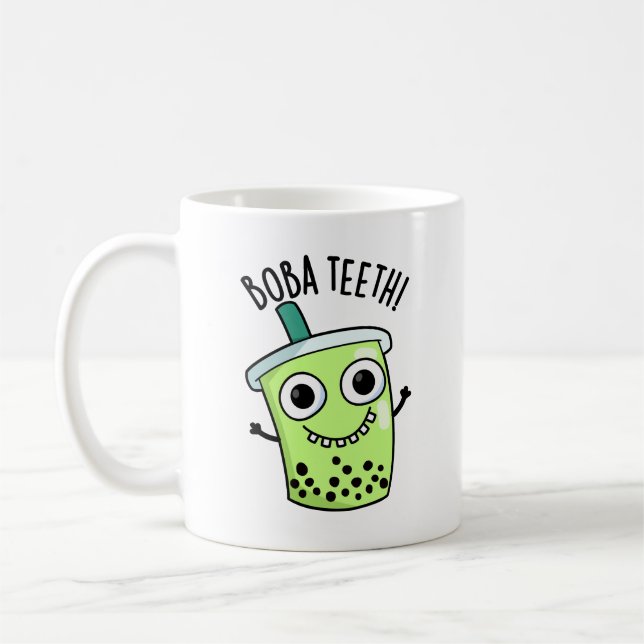Boba Teeth Funny Boba Tea Pun  Coffee Mug (Left)