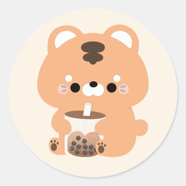 Boba Tiger Classic Round Sticker (Front)