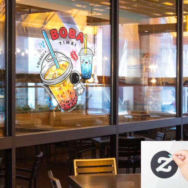 Boba Time Bubble Tea Drinks Business   (Restaurant Window)
