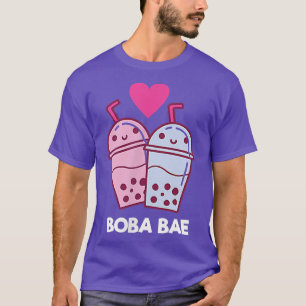 Boba Two Baes Pocket Bubble Tea Boba Couple Drinki T-Shirt