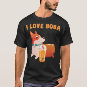 Boba Welsh Corgi Pembroke Bubble Tea Kawaii bday  T-Shirt