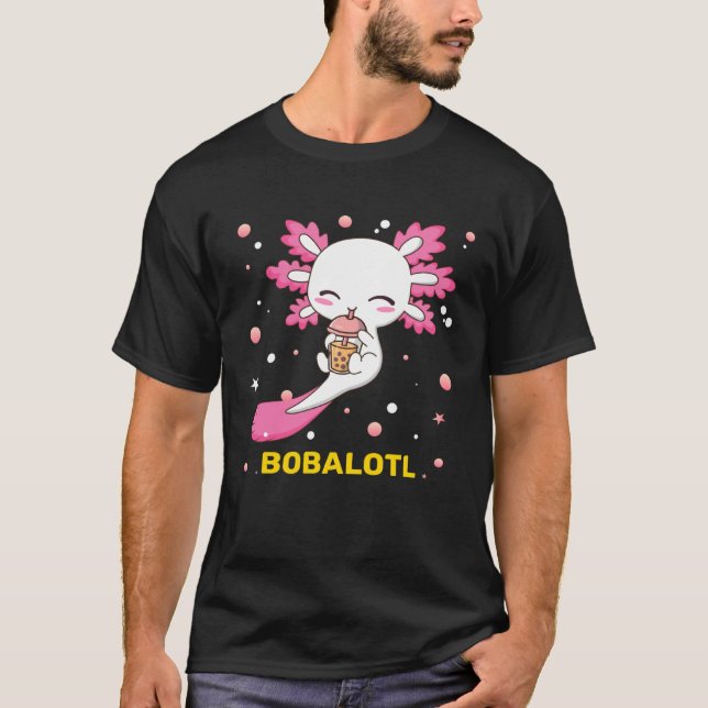 Bobalotl Axolotl Boba Tea Bubble Milk Girls kids T-Shirt (Front)