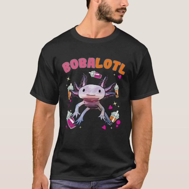 Bobalotl Axolotl Boba Tea Bubble Milk T-Shirt (Front)