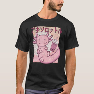 Bobalotl Axolotl Milk Tea Axolotl Drinking Boba Te T-Shirt