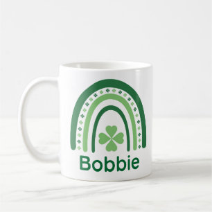 Bobbie Name Clover Boho Rainbow Coffee Mug