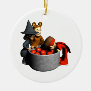 Bobbing For Apples Ceramic Tree Decoration
