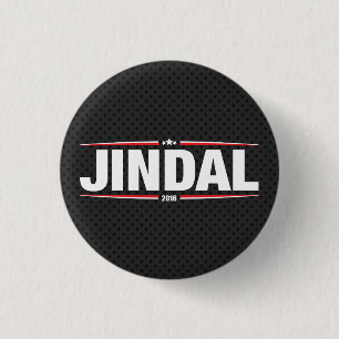 Bobby Jindal 2016 (Stars & Stripes - Black) 3 Cm Round Badge