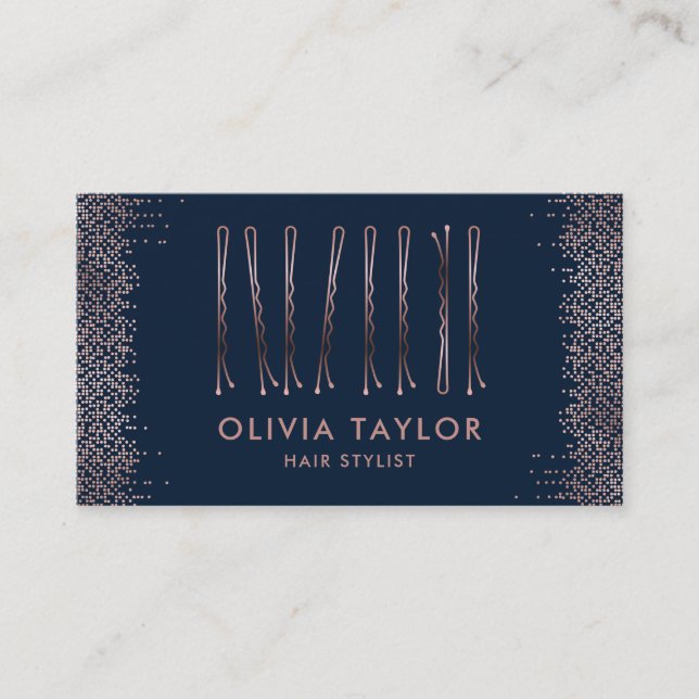 Bobby Pins Hair Stylist Hair Salon Hairdresser Business Card (Front)