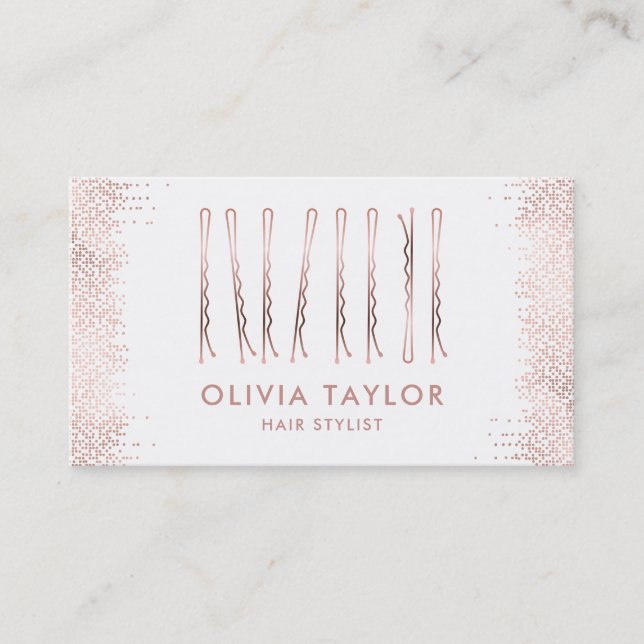 Bobby Pins Hair Stylist Hair Salon Hairdresser Business Card (Front)