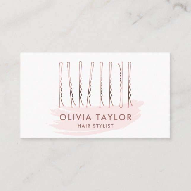 Bobby Pins Hair Stylist Hair Salon Hairdresser Business Card (Front)