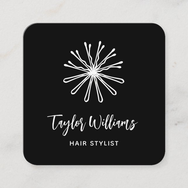 Bobby Pins Hair Stylist Hairstylist Hairdresser Square Business Card (Front)