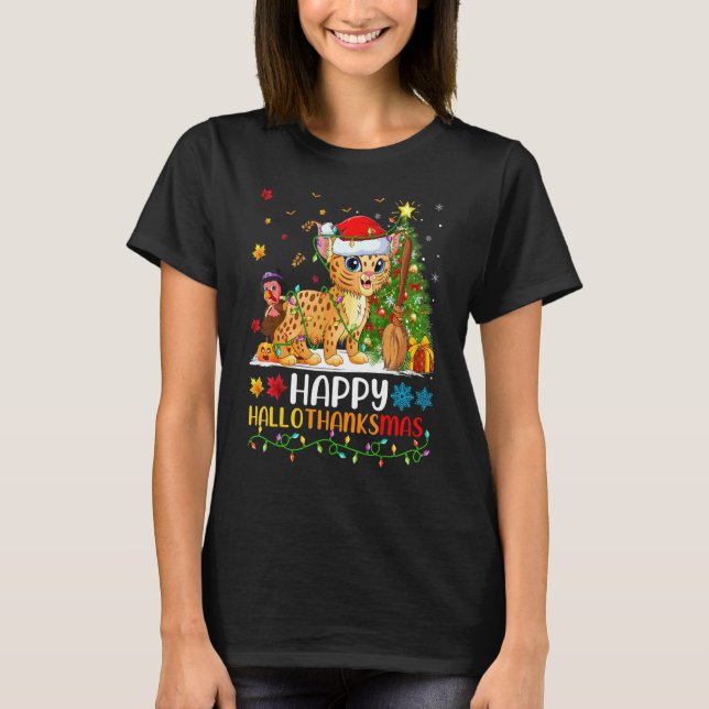 Bobcat Animal   Happy Bobcat Hellothanksmas T-Shirt (Front)