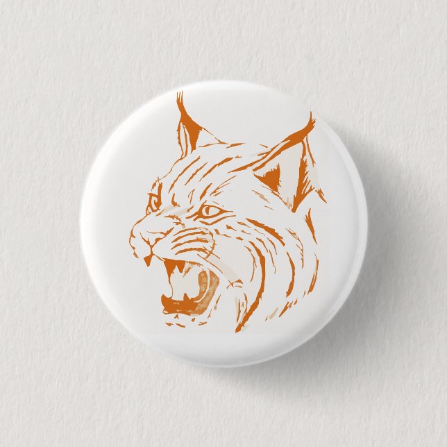 Bobcat draw 3 cm round badge (Front)