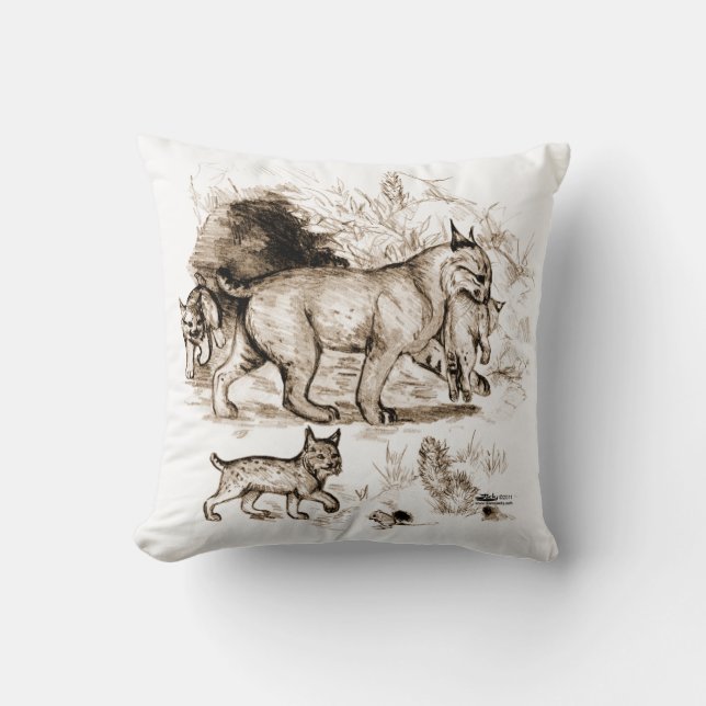 Bobcat Family Cushion (Front)