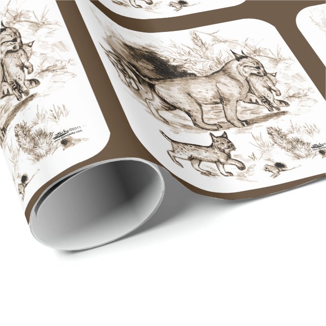 Bobcat Family Wrapping Paper (Roll Corner)