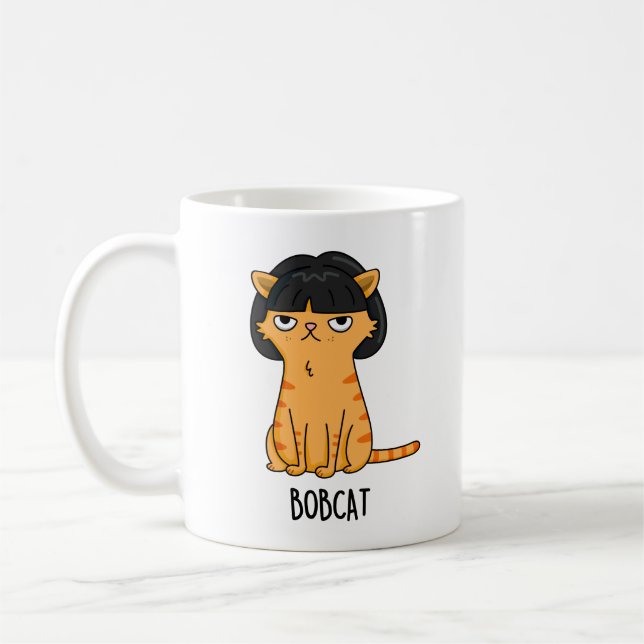 Bobcat Funny Cat Bob Hair Pun  Coffee Mug (Left)