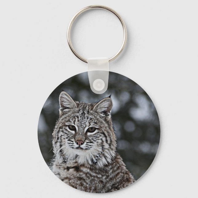 Bobcat in the Snow Key Ring (Front)