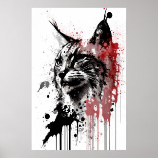 Bobcat Ink Portrait Poster