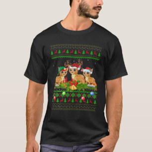 Bobcat Lover Xmas Lighting Santa Ugly Bobcat Chris T-Shirt
