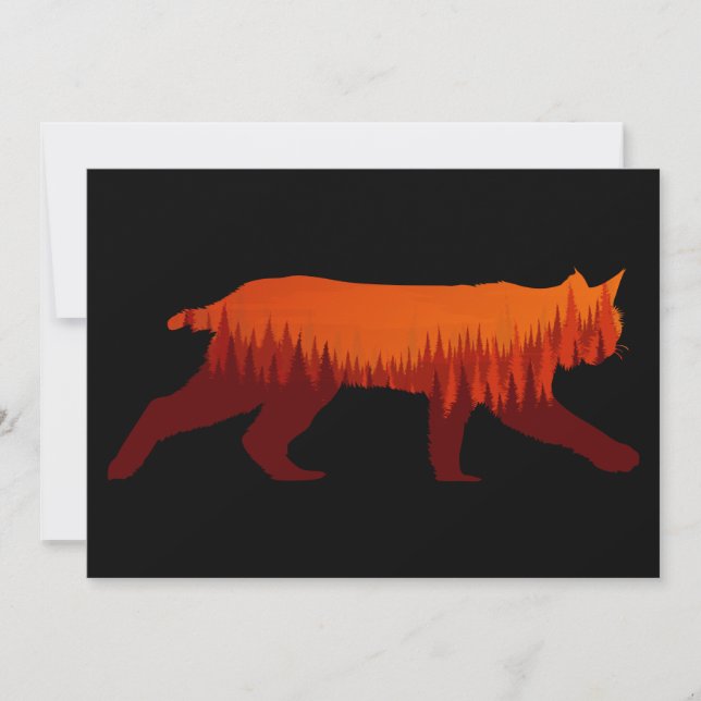 Bobcat Lynx Forest Tree Landscape Wilderness Invitation (Front)