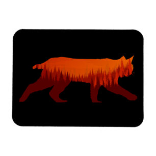Bobcat Lynx Forest Tree Landscape Wilderness Sun Magnet