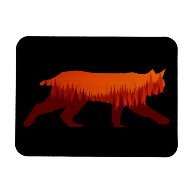 Bobcat Lynx Forest Tree Landscape Wilderness Sun Magnet (Horizontal)