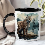 Bobcat on Rock Mountain Wilderness  Mug<br><div class="desc">Enjoy your favourite beverage with the Bobcat on Rock Mountain Wilderness Mug. This unique mug features a stunning design of a bobcat standing proudly on a rock with majestic mountains and a serene forest in the background. Customised with your name, it adds a special touch that makes it uniquely yours....</div>