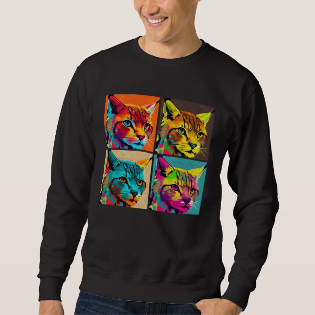 Bobcat Pop Illustration Colorful Animal Women Men  Sweatshirt (Front)