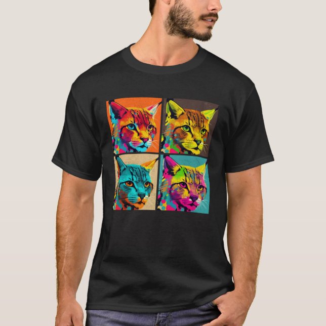 Bobcat Pop Illustration Colourful Animal Women Men T-Shirt (Front)