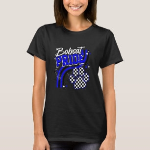 Bobcat Pride Paw Print Checkered Blue Bobcats Masc T-Shirt