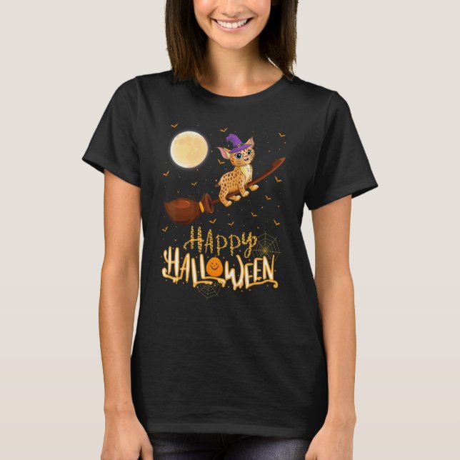 Bobcat Ride Witch Shotgun Bobcat Halloween T-Shirt (Front)